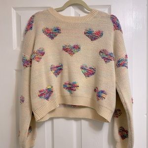 Womens Medium Colorful heart Sweater